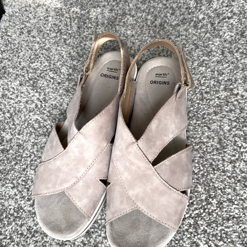 Earth Origins leather sandal with Velcro securement